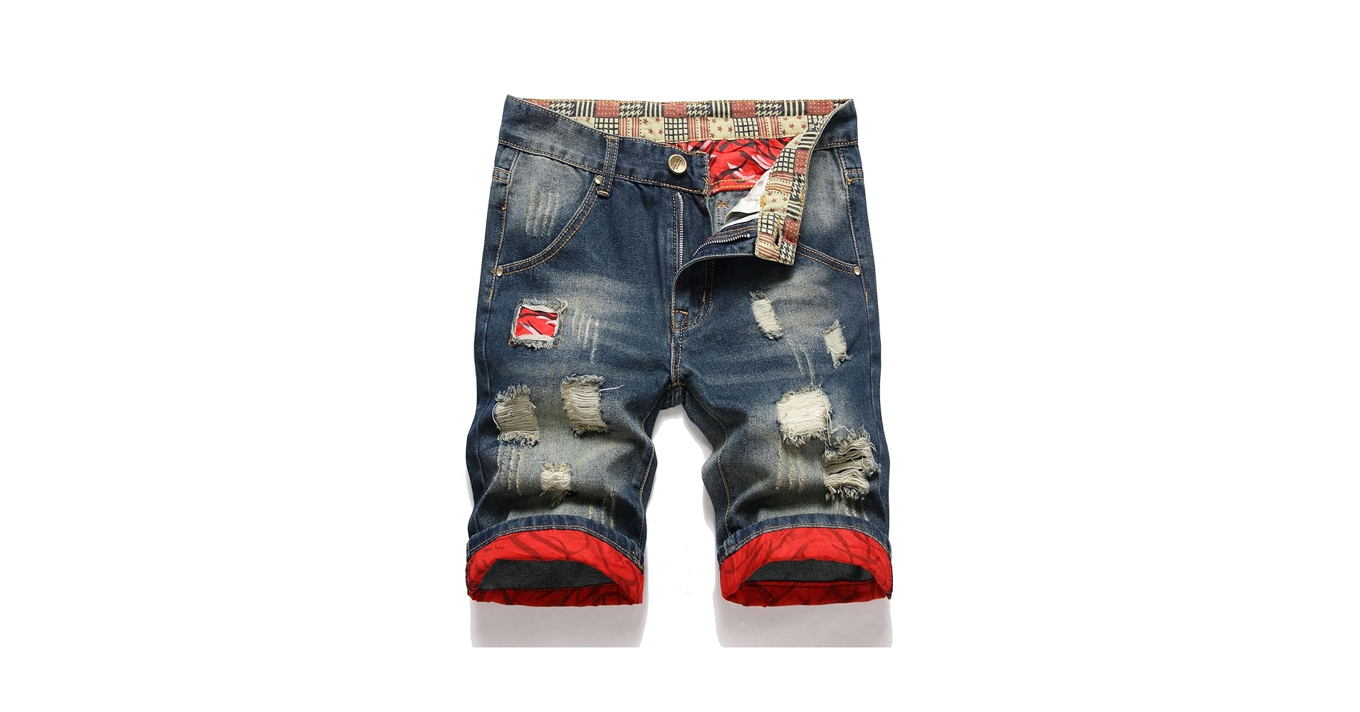 Mens Destroyed Jean Shorts Washed Vintage Ripped Denim